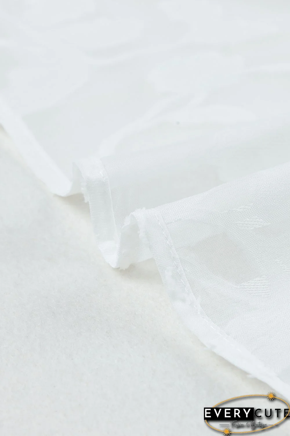 White Lush Printed Balloon Sleeve Ruched Chiffon Top