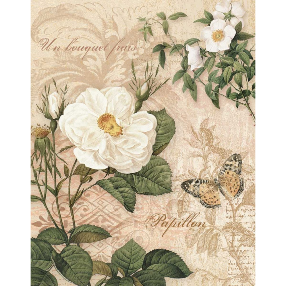 

30*40CM - Round Drill Diamond Painting - Flower, 501 Original