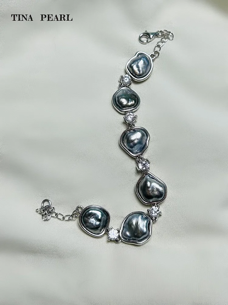 2025 TINA Jewelry18k gold sea water Tahitian keshi bracelet