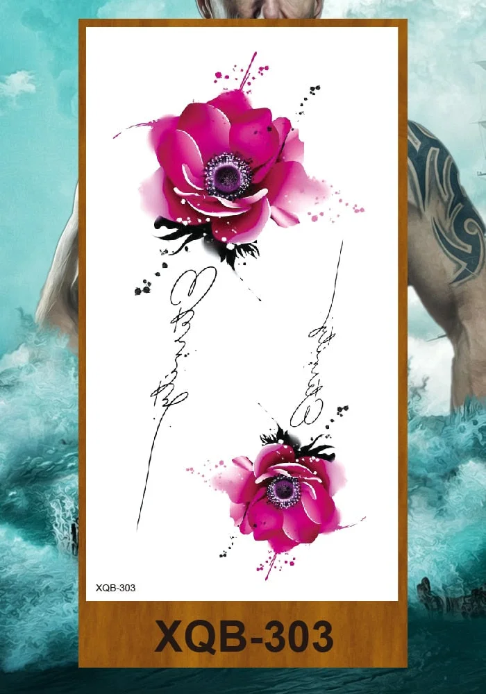 Temporary Tattoo Sticker Women Girl Arm Buttocks Chest Fake Tatoo Flowers Chain Body Makeup Waterproof Lily Butterfly Tattos