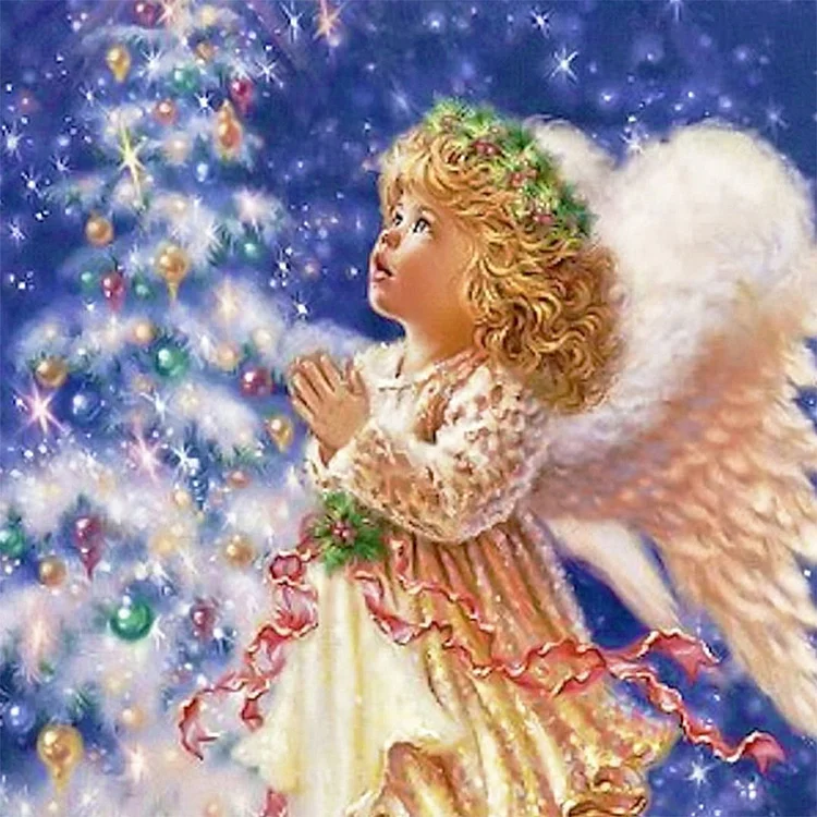 Christmas Angel Kid 30*30CM (Canvas) Full Round Drill Diamond Painting gbfke