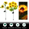Solar Powered 3/6Head Sunflower Lights Smart Sensor Waterproof Landscape Lights Weather Proof Simulation Sunflower Decorative Lamp for Garden Lawn Courtyard Decor