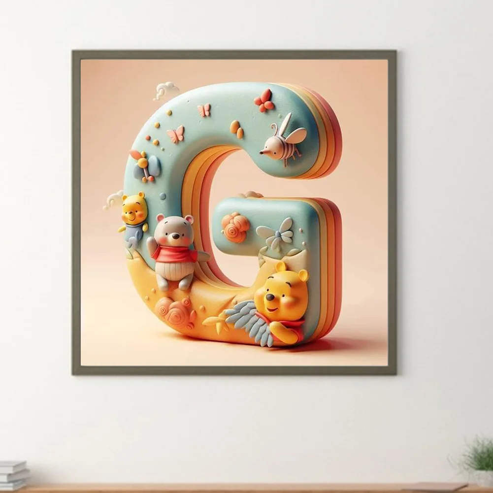 Full Round Diamond Painting 30*30cm - Winnie The Pooh'S 26 Letters G