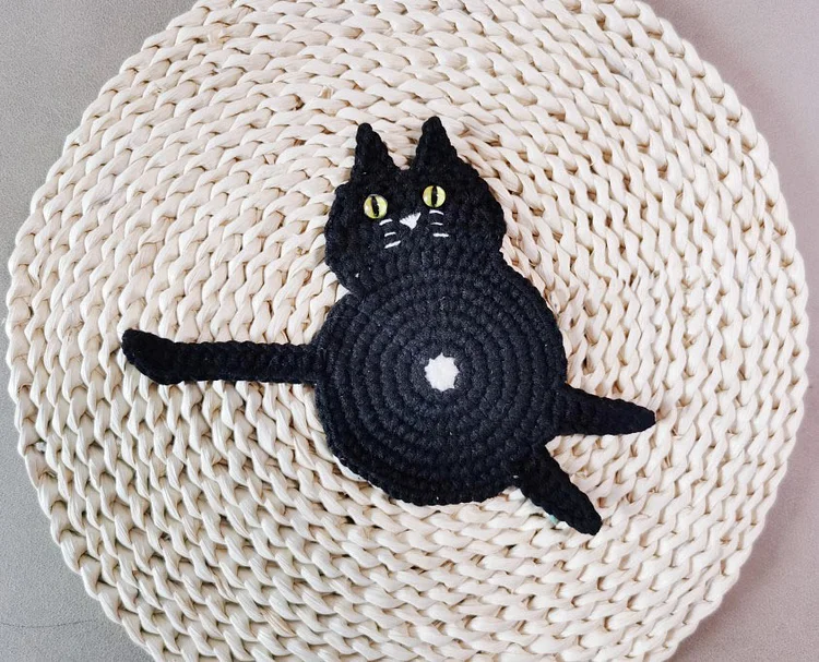  Lulusnow Handmade Black Cat Crochet Coasters