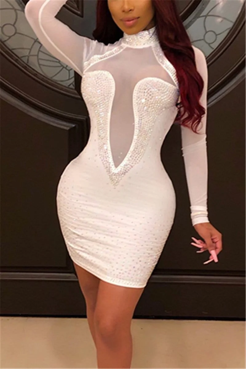 Sexy Hot-Drilling Mesh Perspective Dress