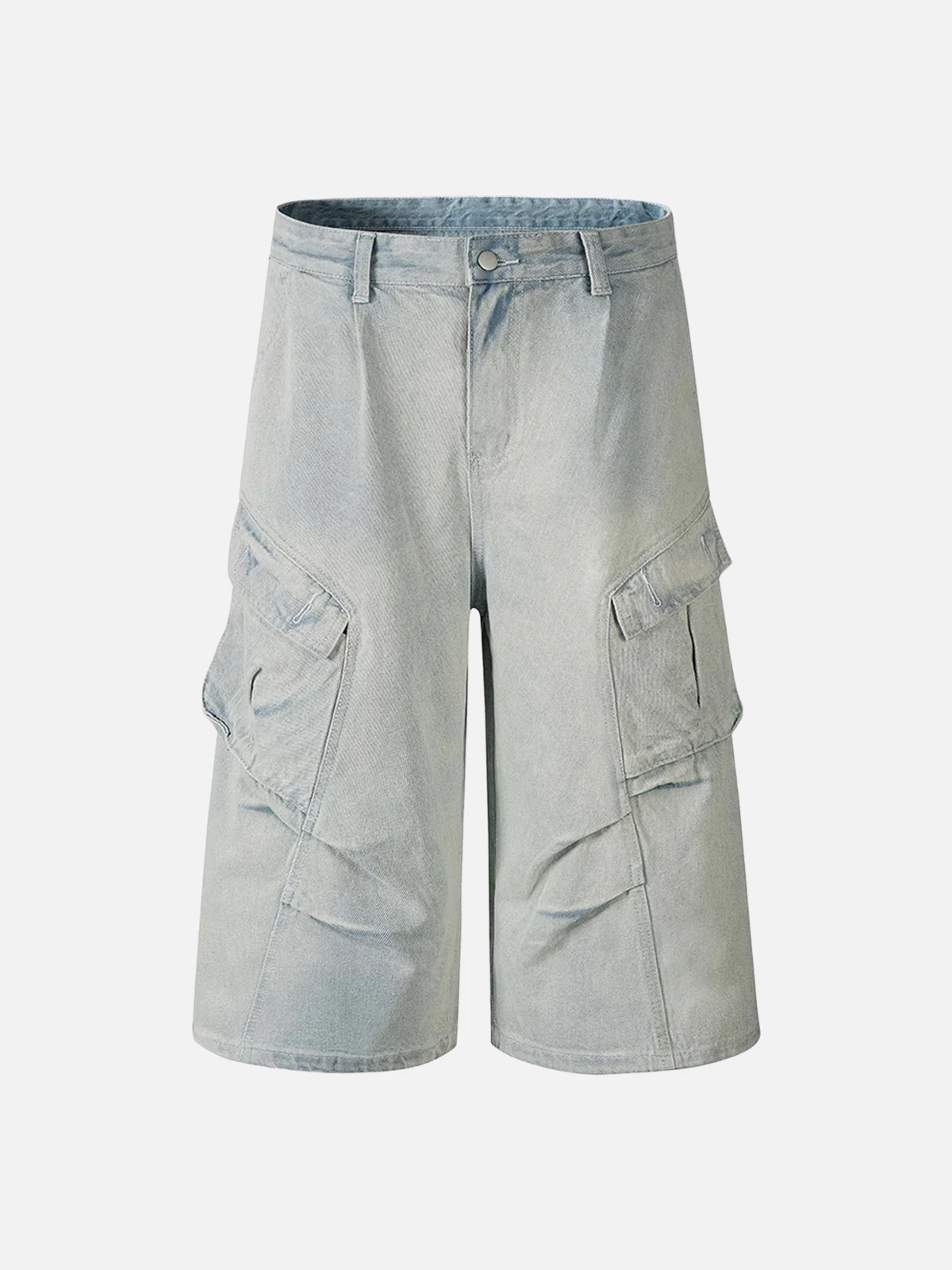 Blue Act Chic Vintage Washed Distressed Wrinkle Jorts Front