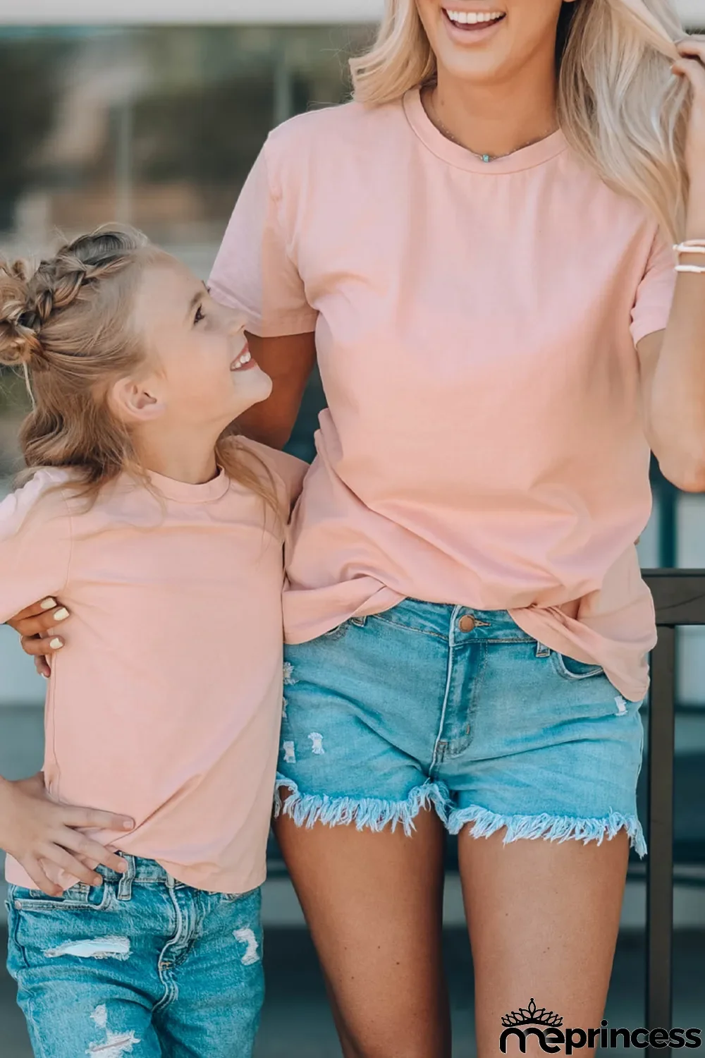 Pink Plain Crew Neck Short Sleeve Tee