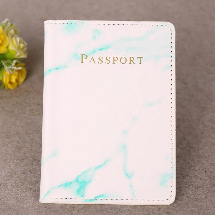 Travel Accessories Vintage Marble Passport Holder ID Cover Women Men Portable Bank Card Passport Business PU Leather Wallet Case
