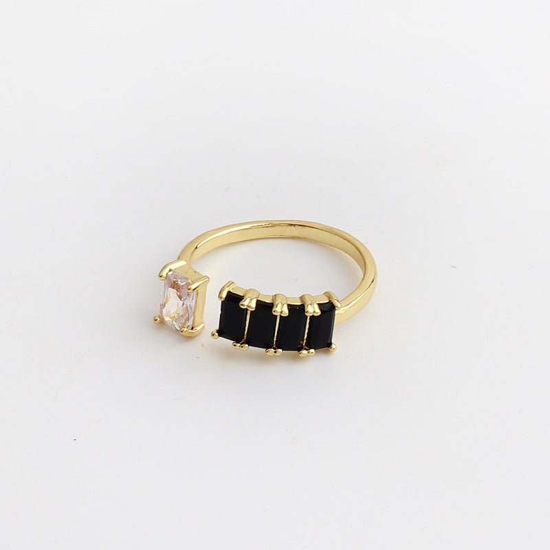 IG Style Women Diamond Metal Geometric Geometric Zircon Rings