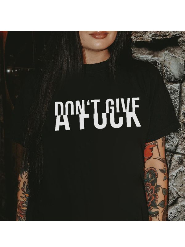 Gothic Dark Letter Printed Short Sleeve Crew Neck T-shirt