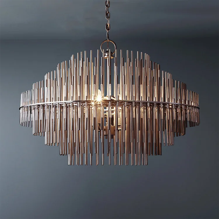 Round Chandelier Brass Tubes 32" Vjlight