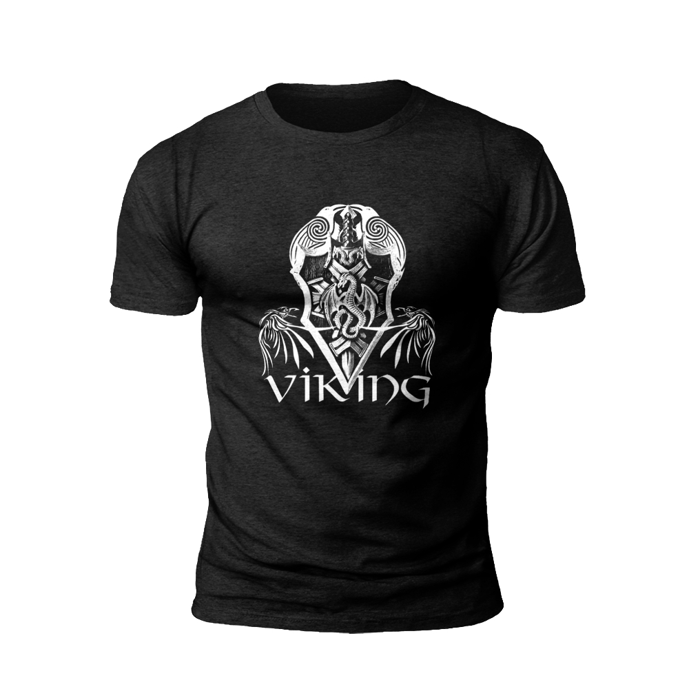 Viking Valor: Raven and Sword T-Shirt