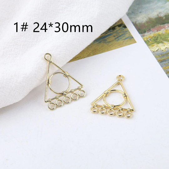 10pcs Hollow Geometric Metal Charms Pendants Triangle/Tree Heart/Star/Sun/Letter Heart Charms For DIY Handmade Earring Jewelry Accessories