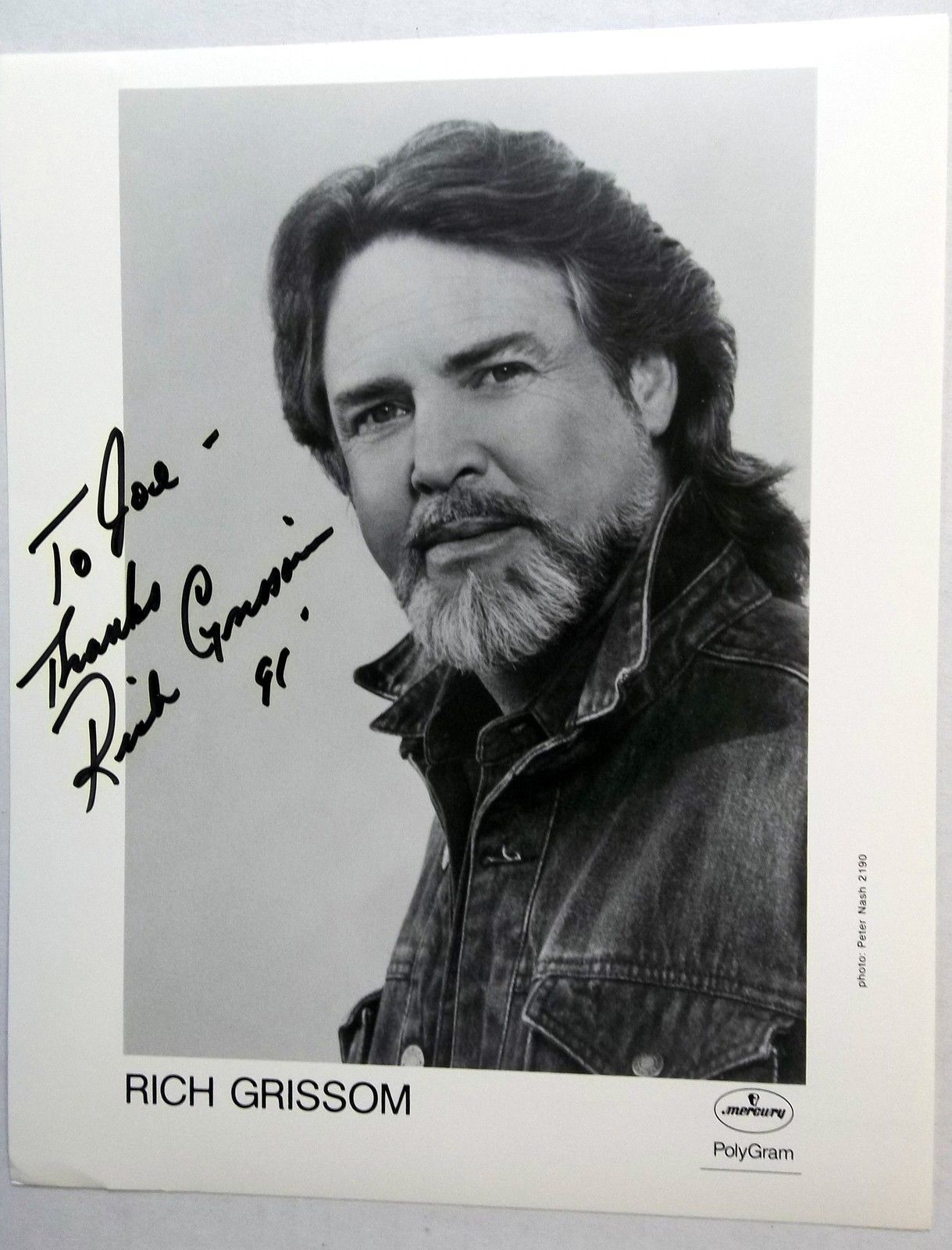 RICH GRISSOM Autographed 8 x 10 promo Photo Poster painting 90's COUNTRY Western SINGER writer