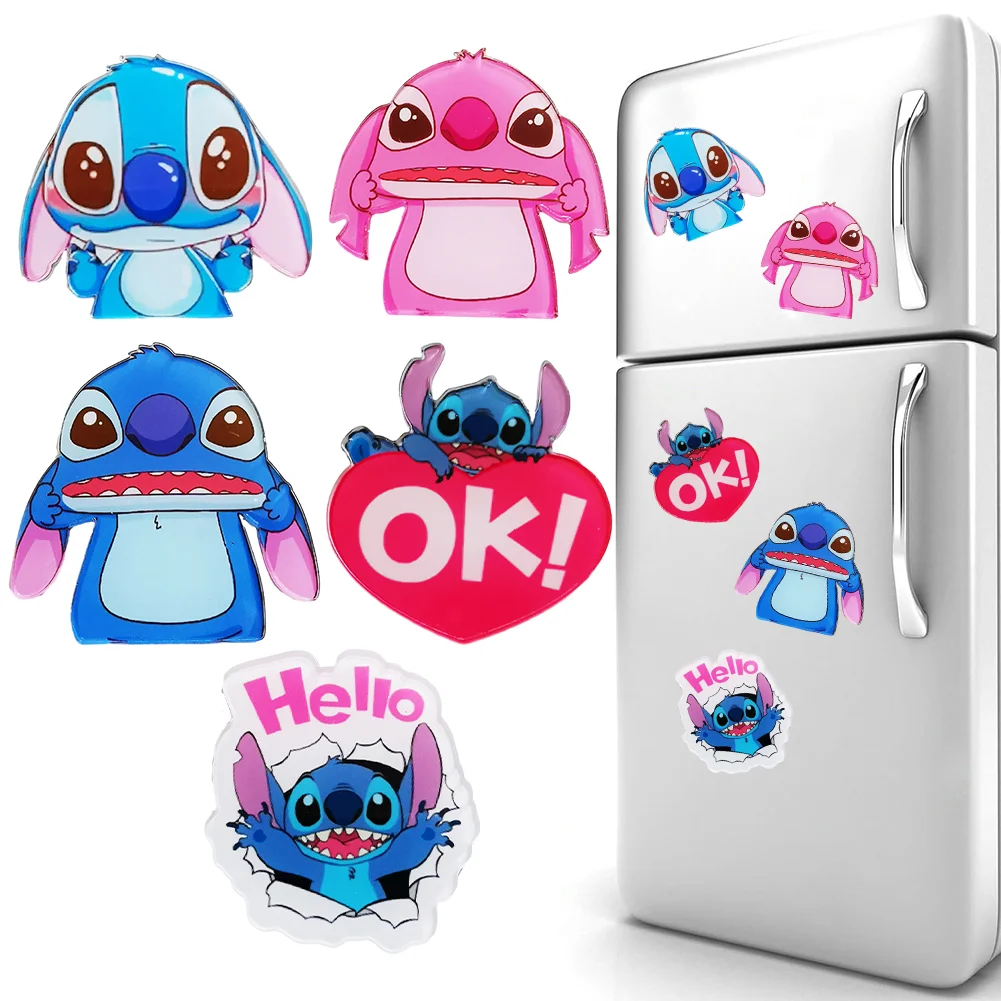 5pcs Stitch Acrylic Refrigerator Magnets Fridge Sticker for Adults Kid(3.5cm)