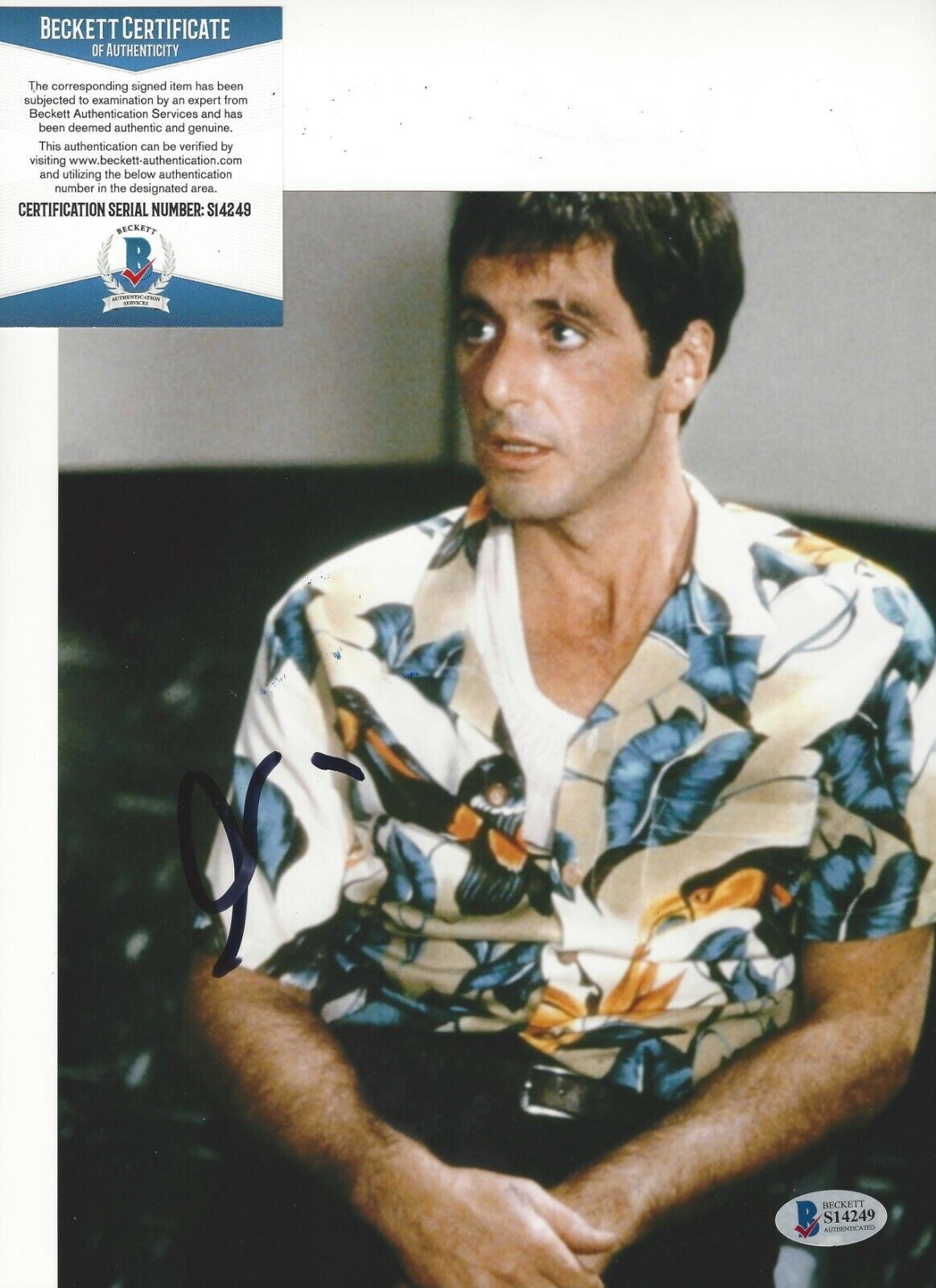 ACTOR AL PACINO SIGNED SCARFACE MOVIE 8x10 Photo Poster painting BECKETT BAS COA 2 TONY MONTANA