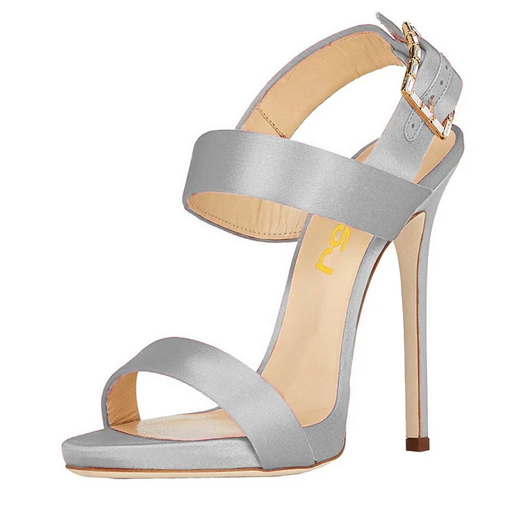 Women's Silver Formal Stiletto Heels Open Toe Office Sandals |FSJ Shoes
