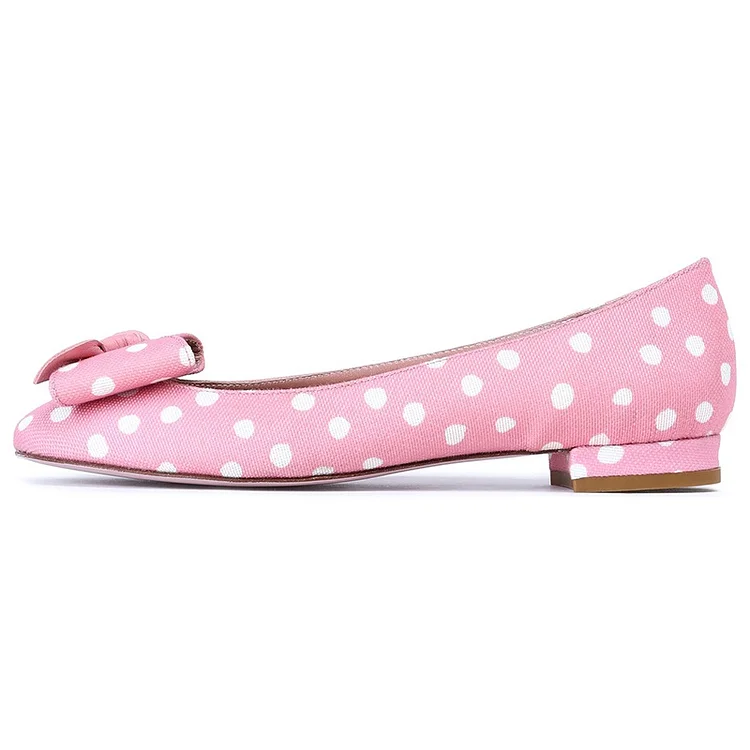 Pink Polka Dot Comfortable Bow Flats Vdcoo