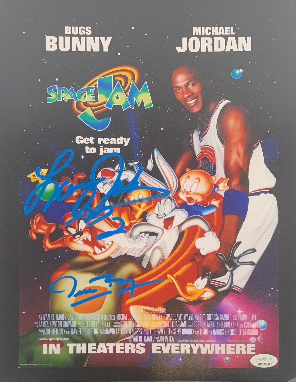 Larry Johnson Muggsy Bogues signed 11x14 Photo Poster painting NBA Space Jam JSA Witness Hornets
