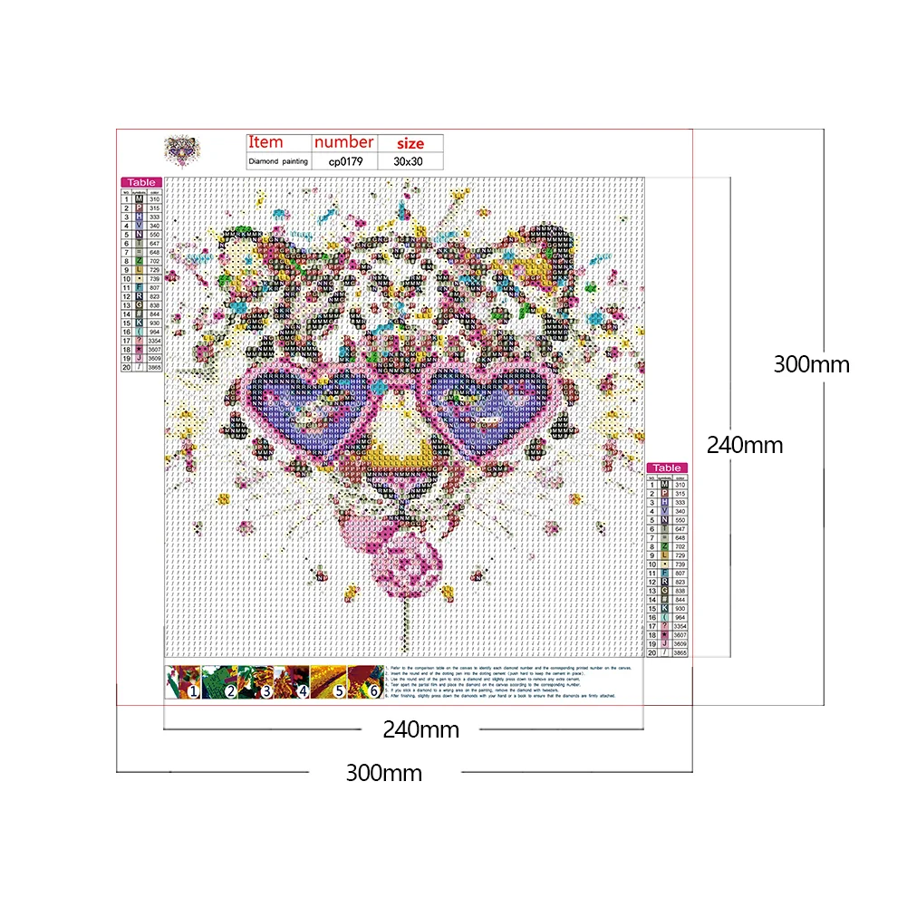 Full Round Diamond Painting 30*30cm - Animal Head Wearing Sunglasses