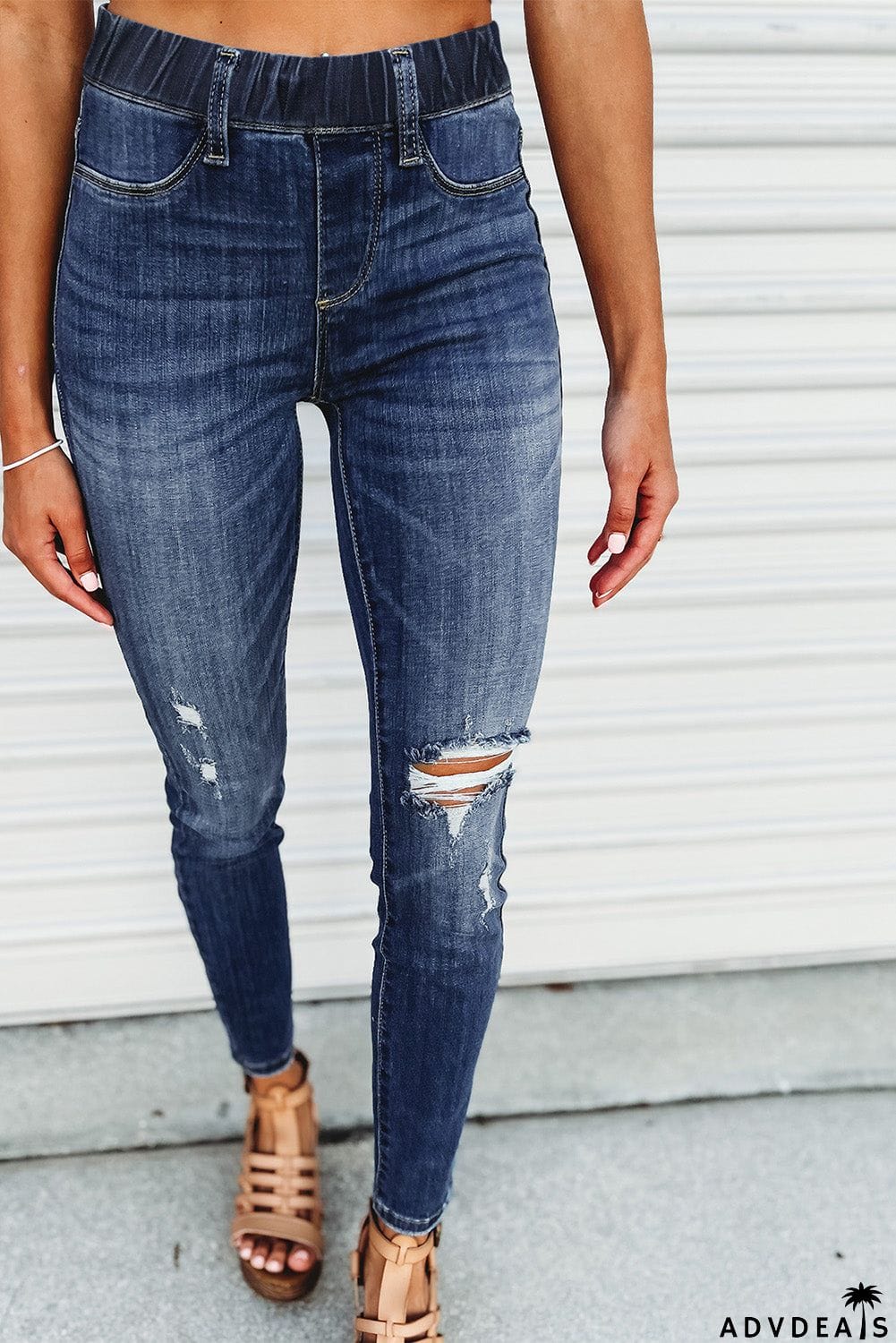Distressed High Waist Skinny Jeans