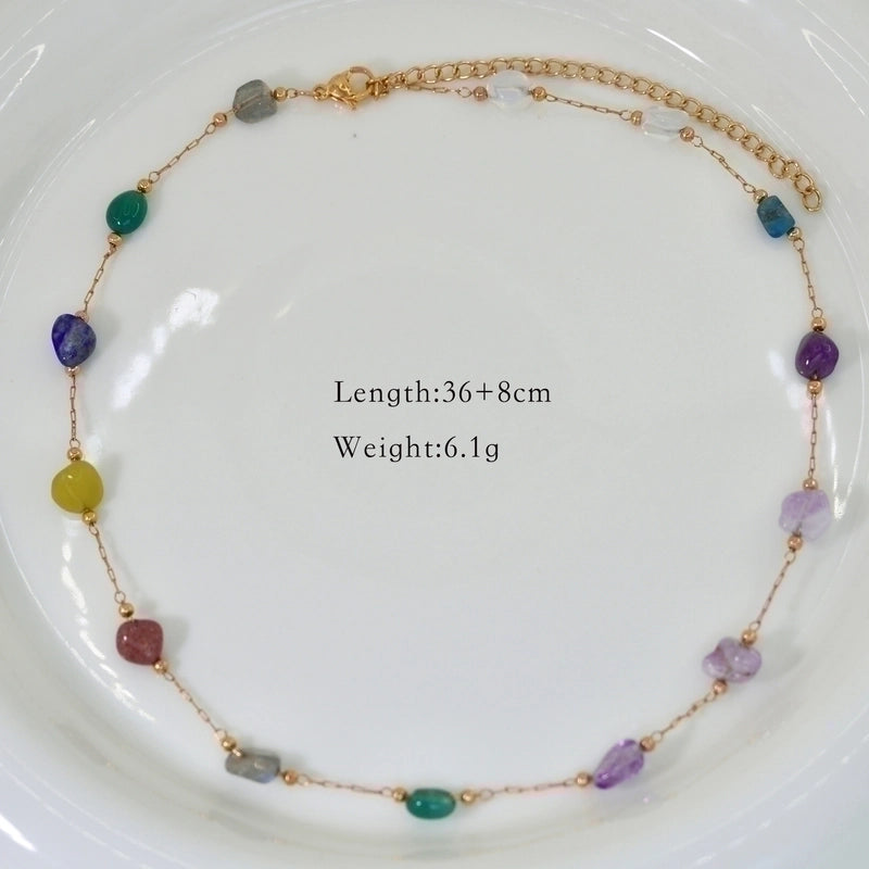 3 Pieces Elegant Geometric Natural Stone Titanium Steel Necklace