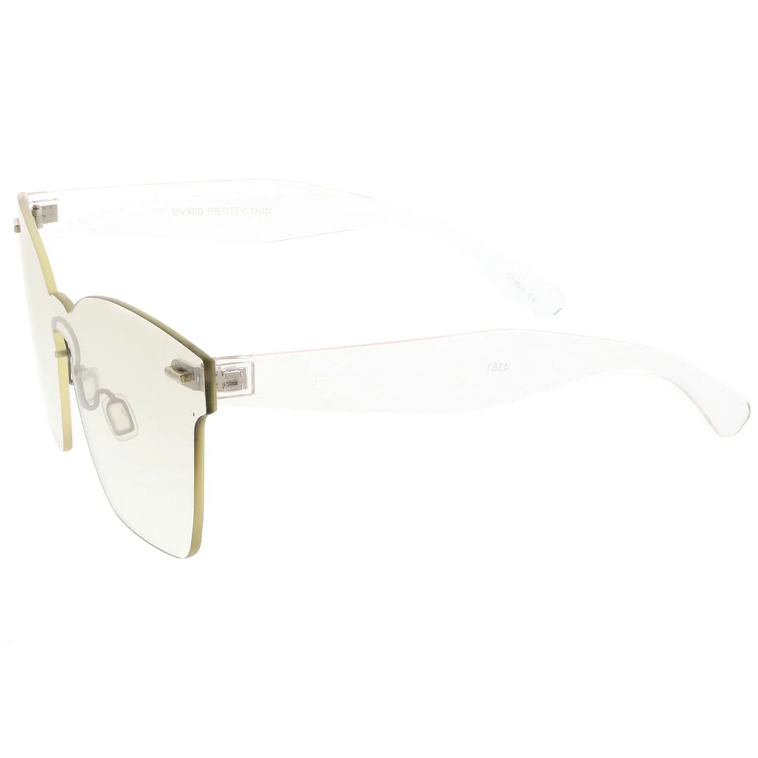 Oversize Rimless Keyhole Nose Bridge Mono Lens Horn Rimmed glasses 63mm