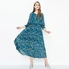 Vero Moda Brand NEW commuting simple flowers three-quarter sleeve high waist long pleated dress women |31817C543