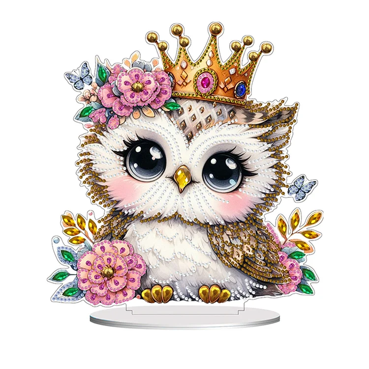 Double Side Special Shaped Flower Owl Diamond Painting Tabletop Ornaments Kit gbfke