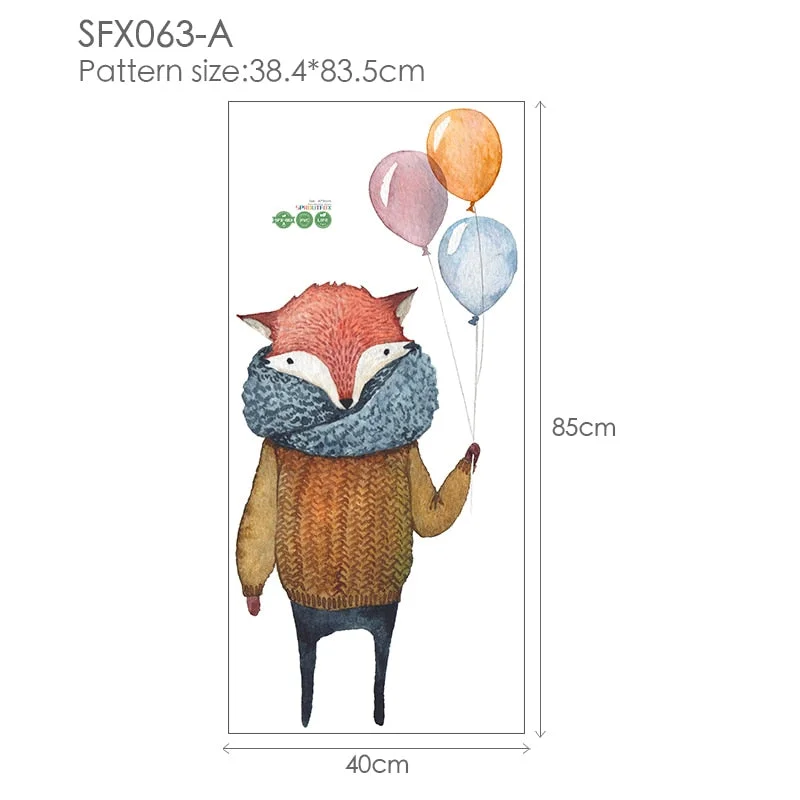 Animal Cartoon Wall Stickers For Kids Rooms Balloon Bunny Decorative 3D Wall Stickers For Children Rooms Large Kids Wall Decals