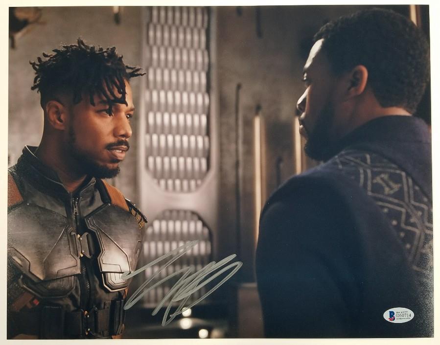 MICHAEL B. JORDAN Marvel BLACK PANTHER Signed 11x14 Photo Poster painting ~ Beckett BAS COA auto