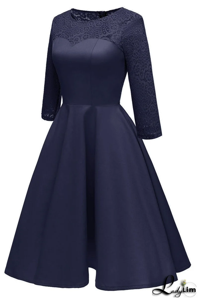 Chic Burgundy Lace Homecoming Dress With Long Sleeves