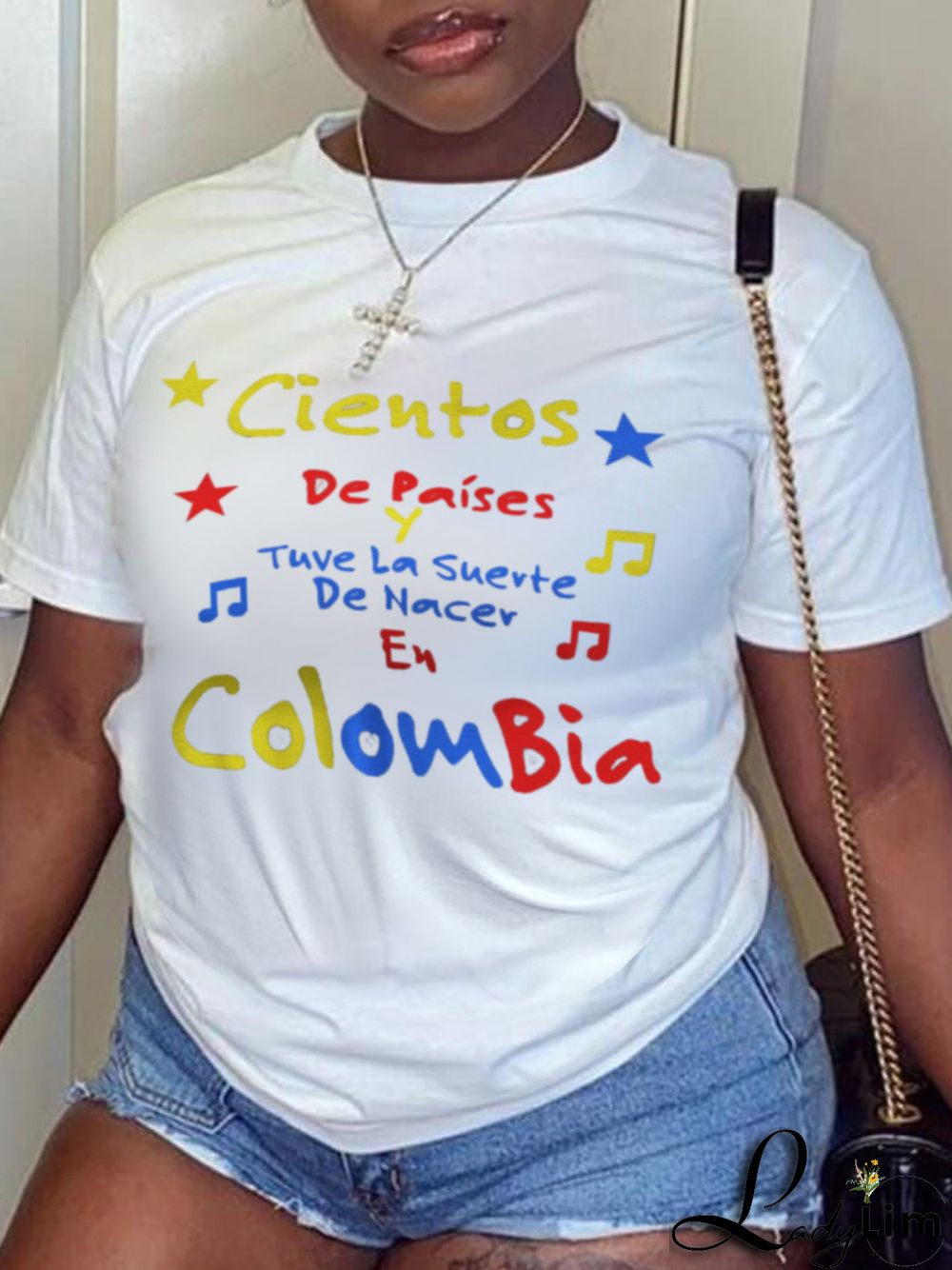 White Fashion Street Print Letter O Neck T-Shirts