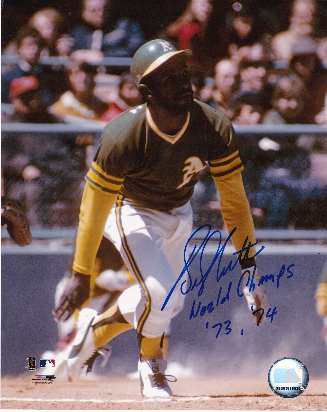 BILL NORTH OAKLAND A'S WORLD CHAMPS 1973,74 ACTION SIGNED 8x10