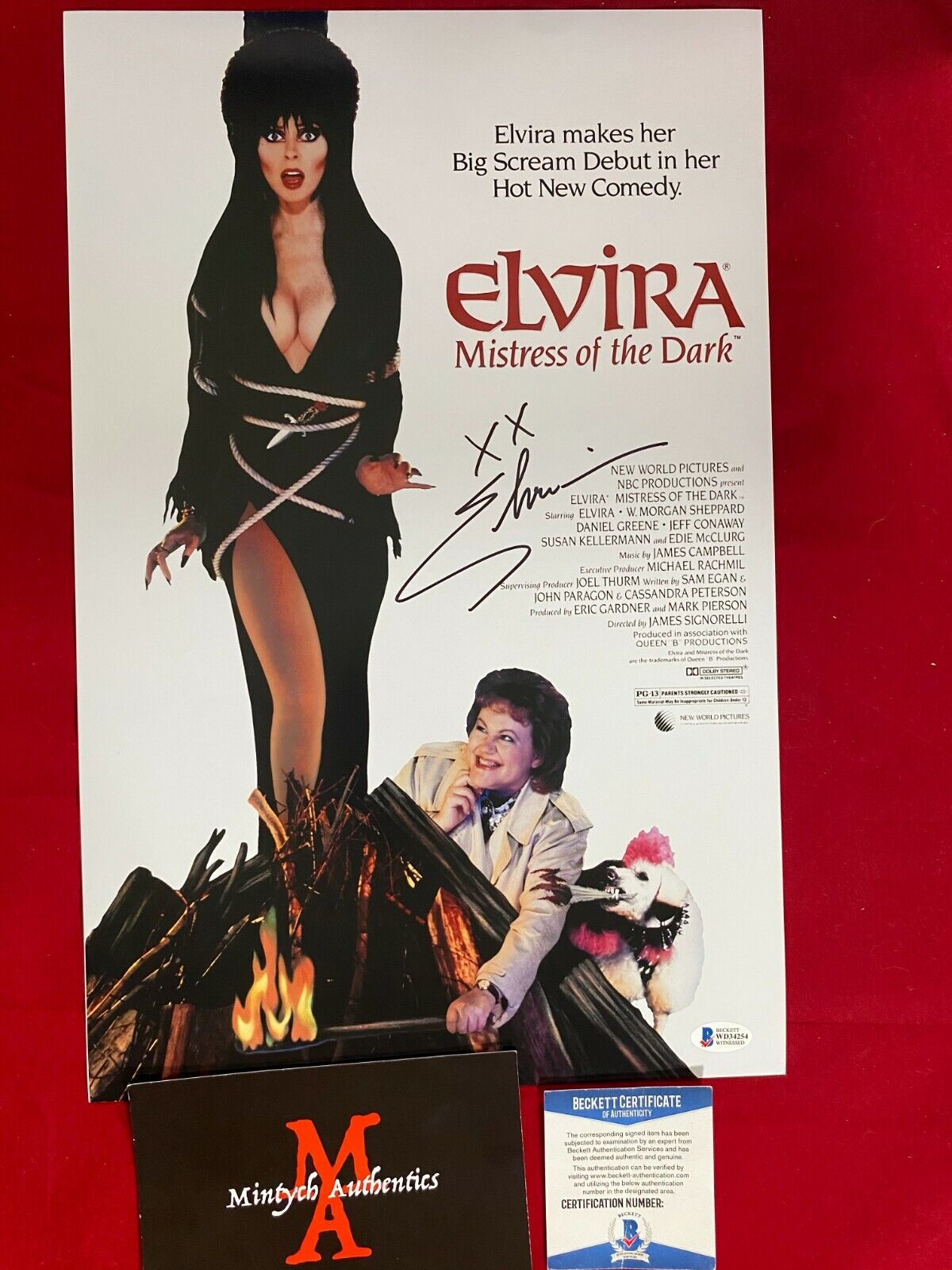 ELVIRA CASSANDRA PETERSON AUTOGRAPHED SIGNED 11x17 Photo Poster painting! BECKETT COA! HORROR!