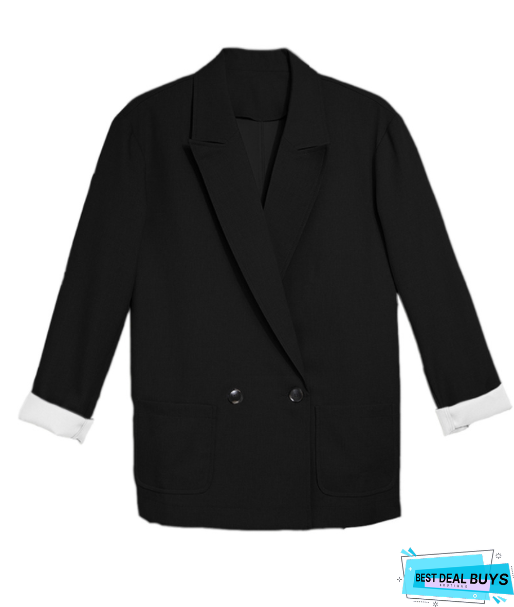 Black Double Pocket Casual All-Match Blazer