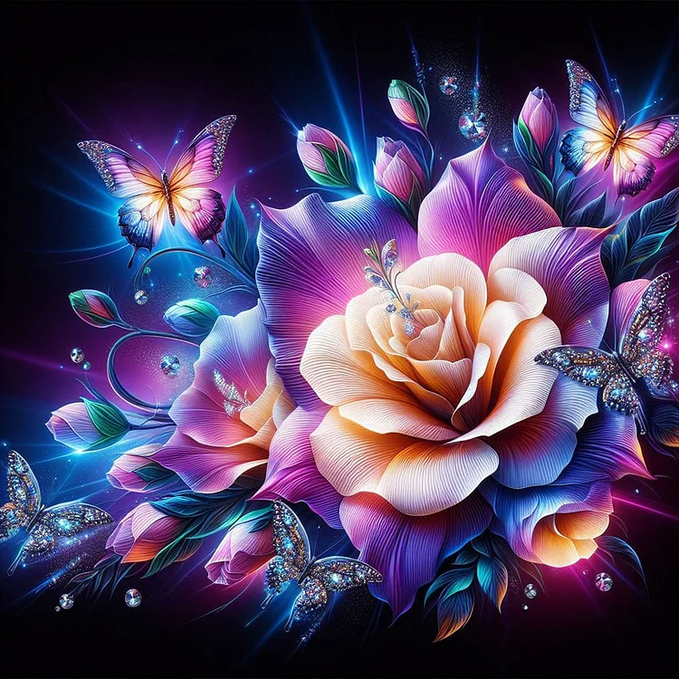 Rose Butterfly - Partial Drill - Special Diamond Painting(30*30cm)