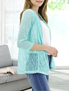 Vibrant V-Neck Crochet Cardigan - Elegant 3/4 Sleeve Mesh Slim Fit, Breathable, Casual, Comfortable, Women's Fashion Clothing for Daily Wear