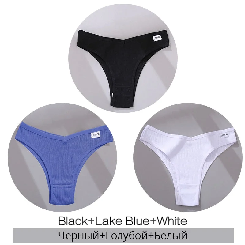 FINETOO Women's Brazilian Panties 3Pcs/set Women Cotton Underpants M-XL Comfortable Underwear Ladies Soft Panty Fast Shipping