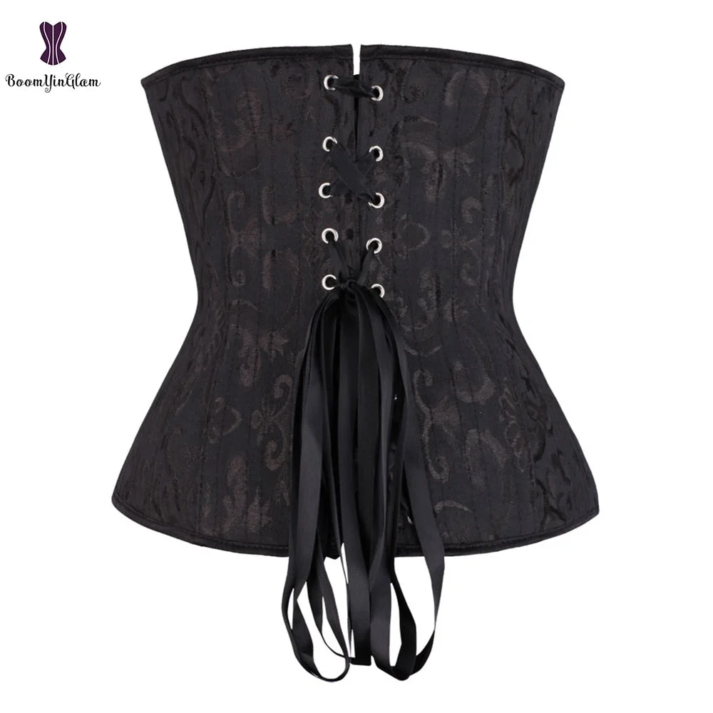 Plus Size Women Waist Cincher Shaper Hourglass Wasipe Underbust Corselet 26 Steel Boned Long Troso Corset With G String 2834#