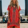 Music Festival Rock Party Carnival Vintage Wasteland Style Ethnic Floral Cotton And Linen Dress by Inlyline