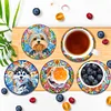 (US Local)6pcs Dog DIY Diamond Painting Coasters Kits with Holder Craft Kit