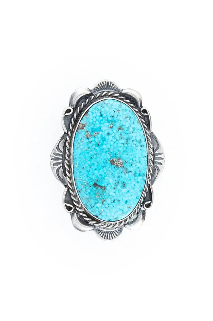 Ring, Turquoise, Single Stone, Kingman, Hallmark, Vintage, Mint, 631