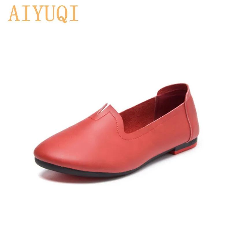 AIYUQI Women shoes spring 2021 new large size women shoes genuine leather casual sweet women flat shoes