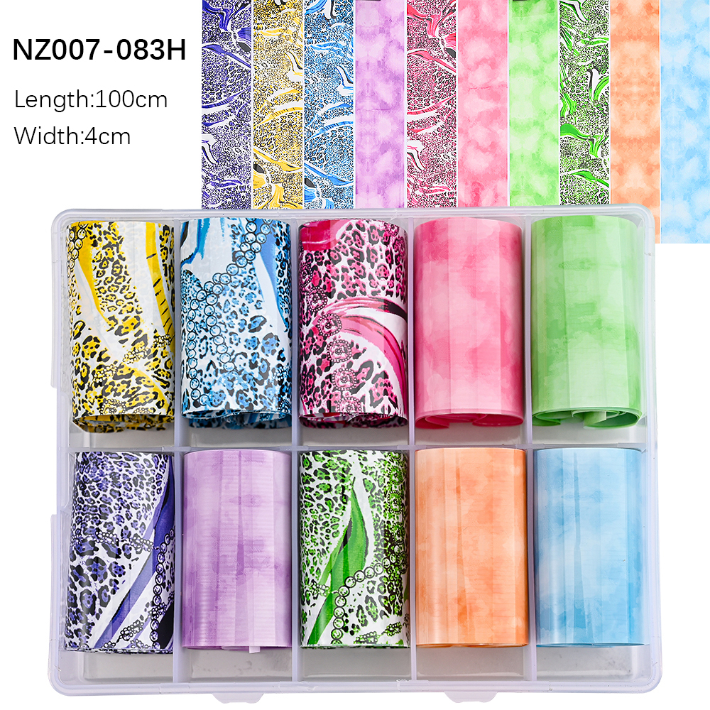 Kissbake 10pcs 4x100cm Nail Transfer Foil Paper Sticker Set Luxury Foil Nails Logo Transfer Nail Stickers Designer Fashion Nail Art Decal