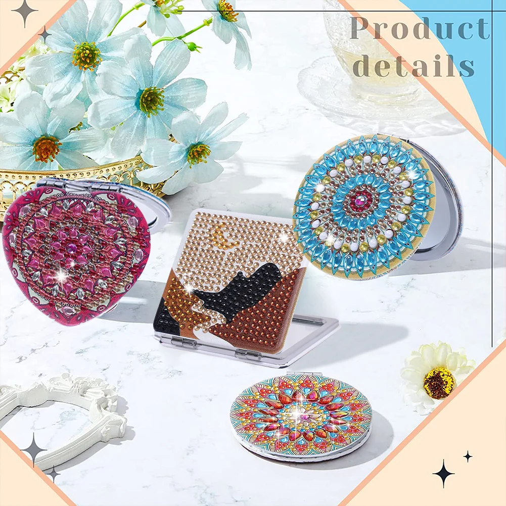 DIY Diamond Art Mosaic Makeup Mirror Paint by Number Kits Mandala