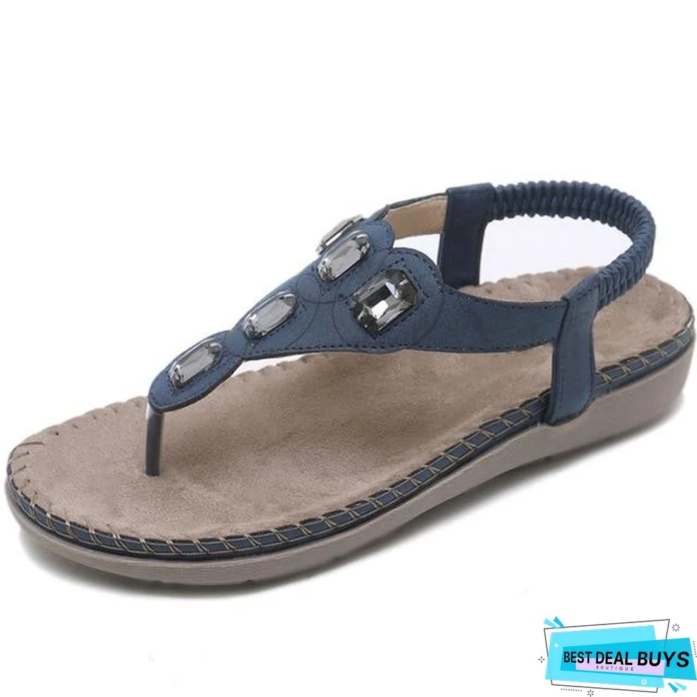 Women Plus Size Crystal Sandal Shoes Summer Footwear Beach Flip Flops Shoes