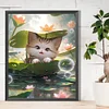 Diamond Painting -DIY Round Drill Cat in Lotus Pond（40x50cm）