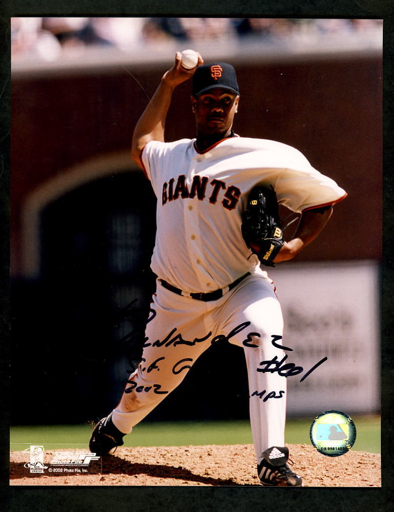 Livan Hernandez Signed Autographed 8x10 Photo Poster painting with added inscriptions JSA Giants