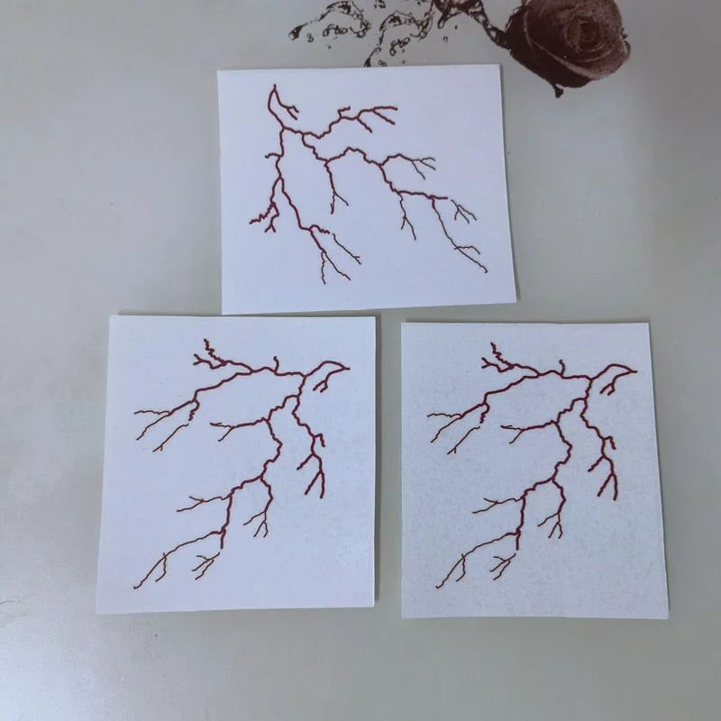 Red Bloodline Lightning Temporary Tattoo Stickers Female Dark Waterproof Black Cool Personality Art Fake Tattoo Waist Arm Tattoo